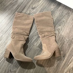 Tan knee-high boots